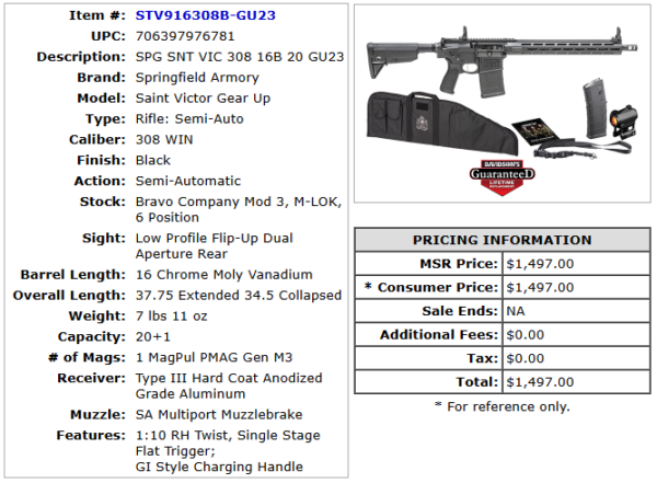 SPRINGFIELD SAINT VICTOR 308WIN 20+1 GU GEAR UP PACKAGE - Image 2